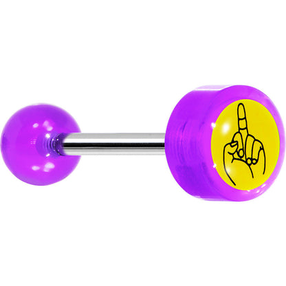 14G 5/8 Purple Acrylic Giving the Middle Finger Tongue Ring