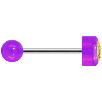 14G 5/8 Purple Acrylic Giving the Middle Finger Tongue Ring