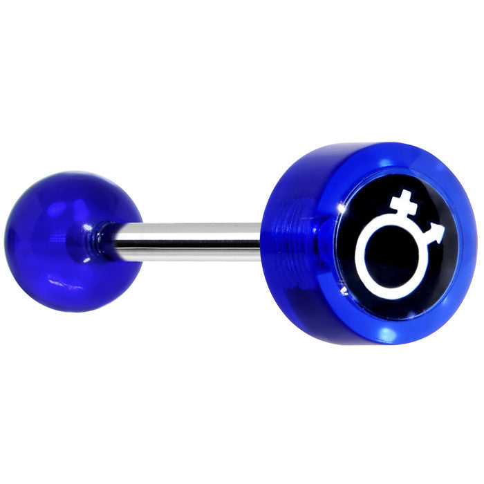 14G 5/8 Blue Gender Symbol Tongue Ring