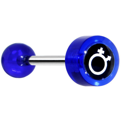 14G 5/8 Blue Gender Symbol Tongue Ring
