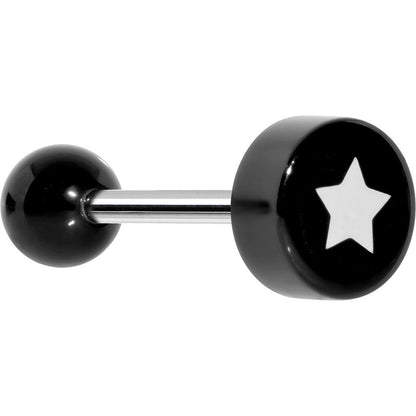14G 5/8 Black and White Star Tongue Ring