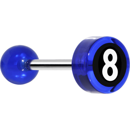 14G 5/8 Blue Acrylic Behind the 8 Ball Tongue Ring