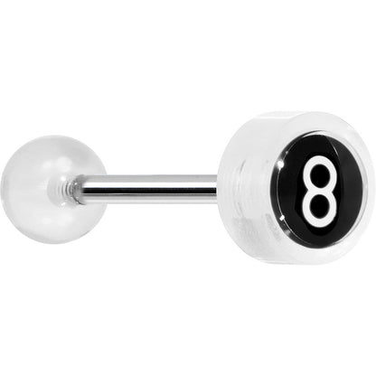 14G 5/8 Clear Acrylic Behind the 8 Ball Tongue Ring