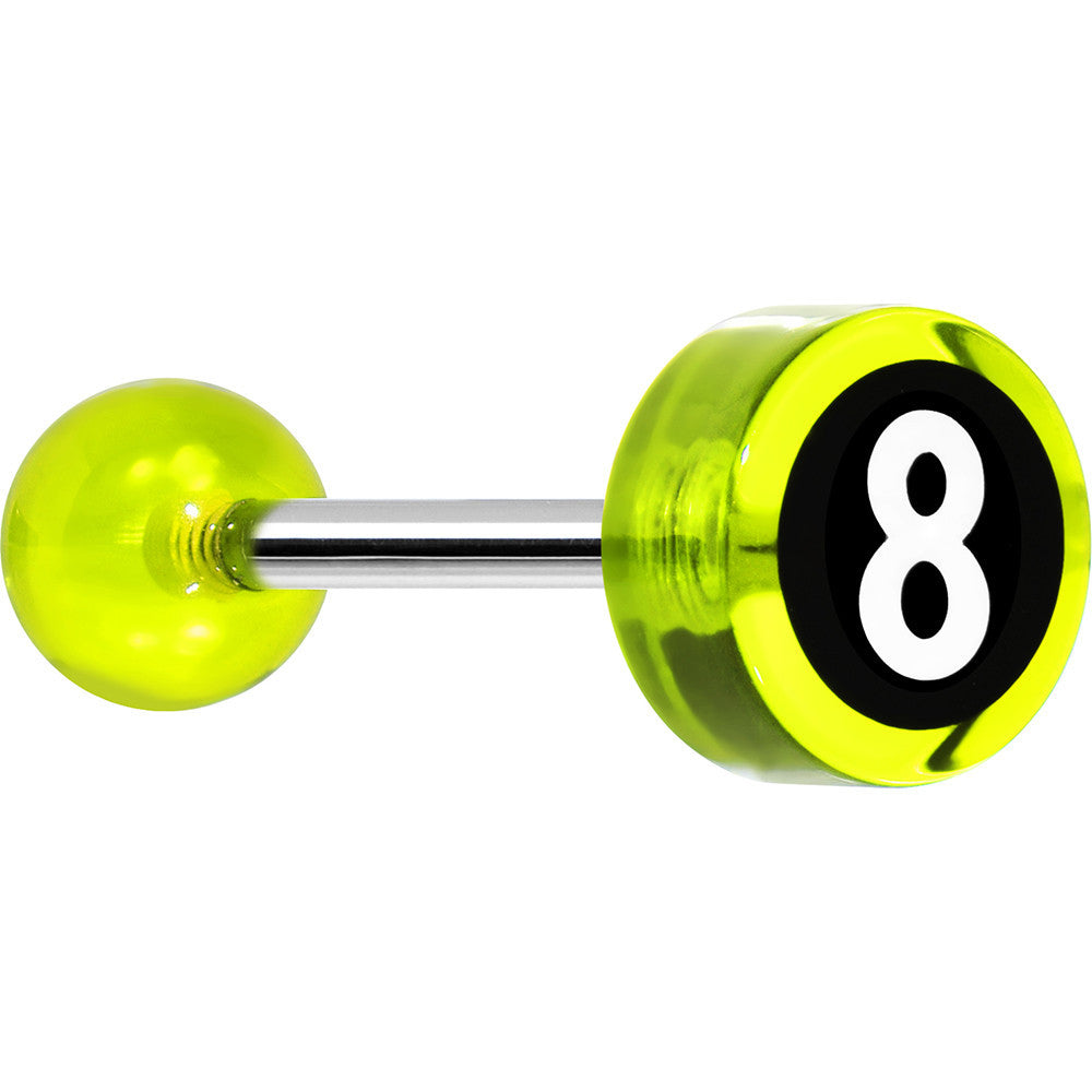 14G 5/8 Neon Green Acrylic Behind the 8 Ball Tongue Ring