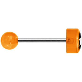 14G 5/8 Orange Acrylic Black and White Star Tongue Ring
