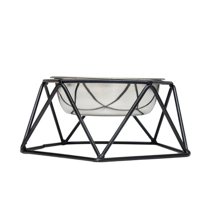 Country Living Elevated Single Dog Bowl Feeder – Geometric Design with Removable Stainless Steel Bowl