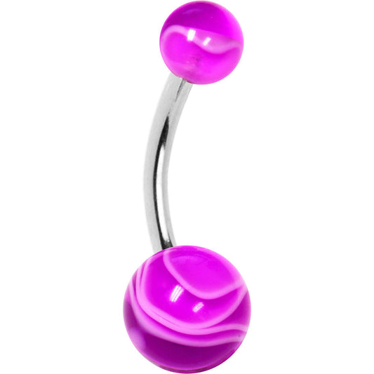 Purple and White Acrylic Swirl Belly Ring