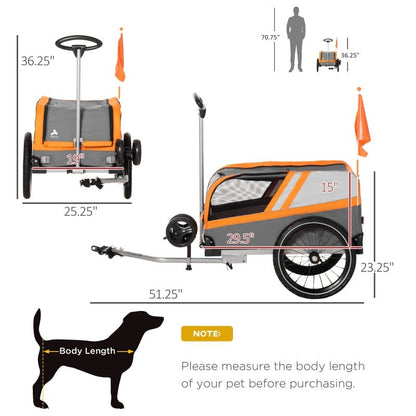 Pet Bike Trailer 2 - in - 1 Travel Stroller - Jaico Online Shop