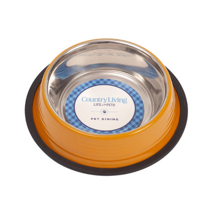 Country Living Set of 2 Ribbed Non-Slip Pet Bowls – Golden Yellow