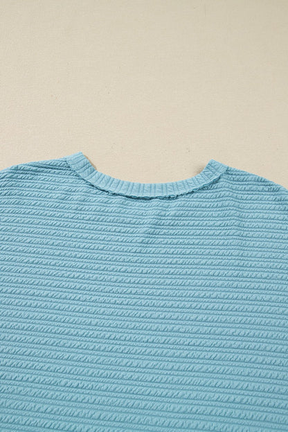 Light Blue Textured Drop Shoulder Plus Size Knit Top - Jaico Online Shop