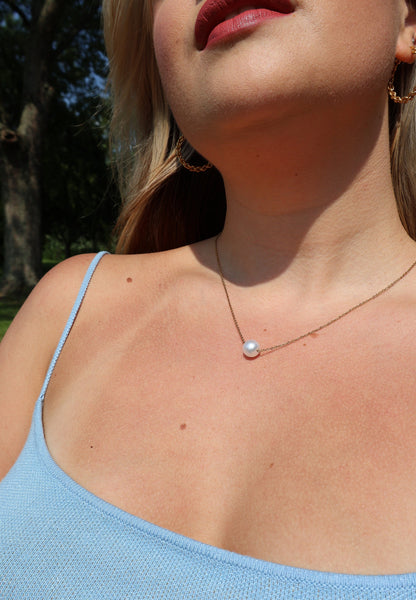 Stainless Steel Chain Necklace Minimalist Pearl Pendant Necklace