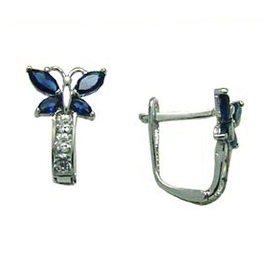 14k White Gold Butterfly September Birthstone Leverback Earrings