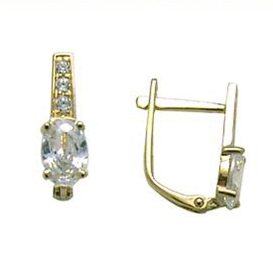 14k Yellow Gold CZ April Birthstone Leverback Earrings