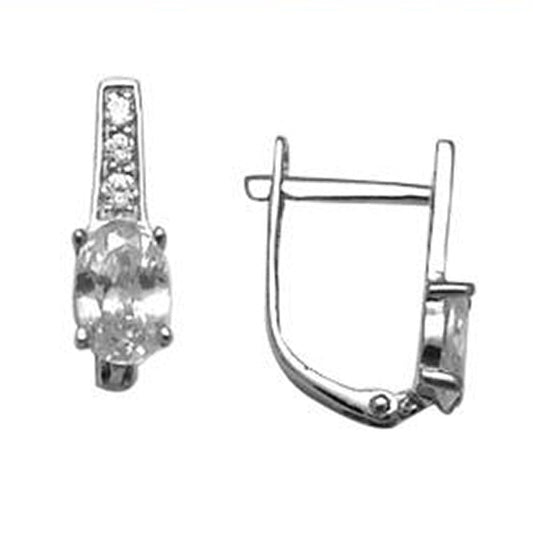 14k White Gold CZ April Birthstone Leverback Earrings