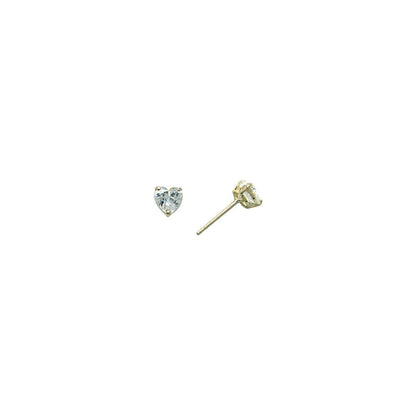 14k Yellow Gold .23ct Basket Set Heart CZ Stud Earrings