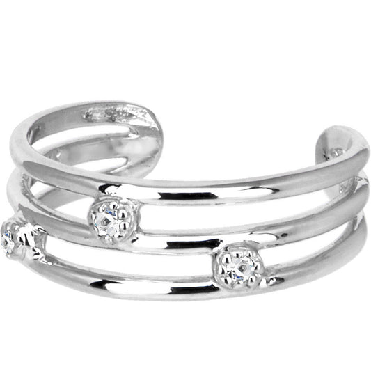 Solid 14k White Gold .03 Carat Genuine Diamond Toe Ring