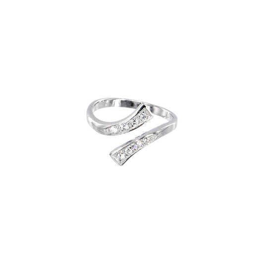 Solid 14k White Gold .08 Carat Genuine Diamond Paved Toe Ring
