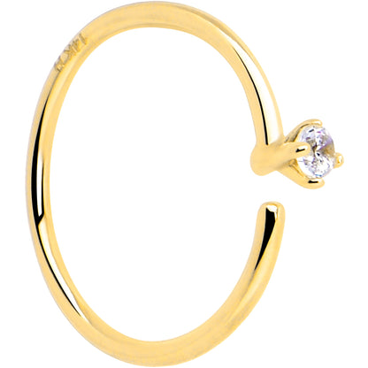 14k Solid Yellow Gold Bendable Nose Hoop 22G 5/16 with CZ