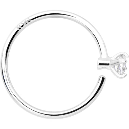 14k Solid White Gold Bendable Nose Hoop 22G 5/16 with 2mm CZ