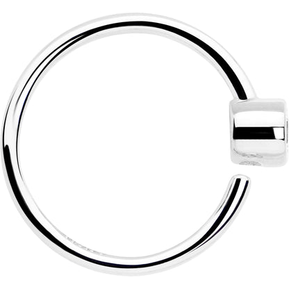 14k Solid White Gold Bendable Nose Hoop 220G 5/16 with 2mm Bezel CZ