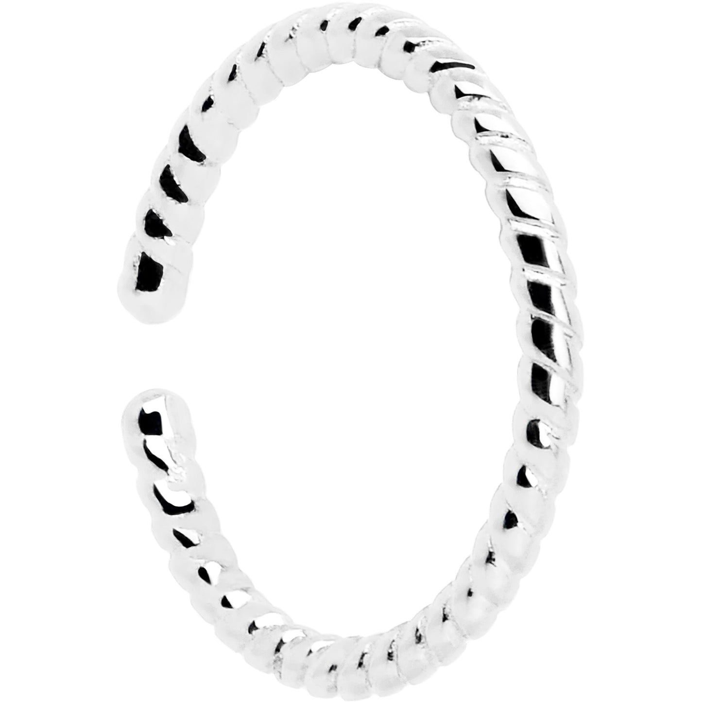 14k White Gold Bendable Nose Hoop 20G 5/16 Twisted