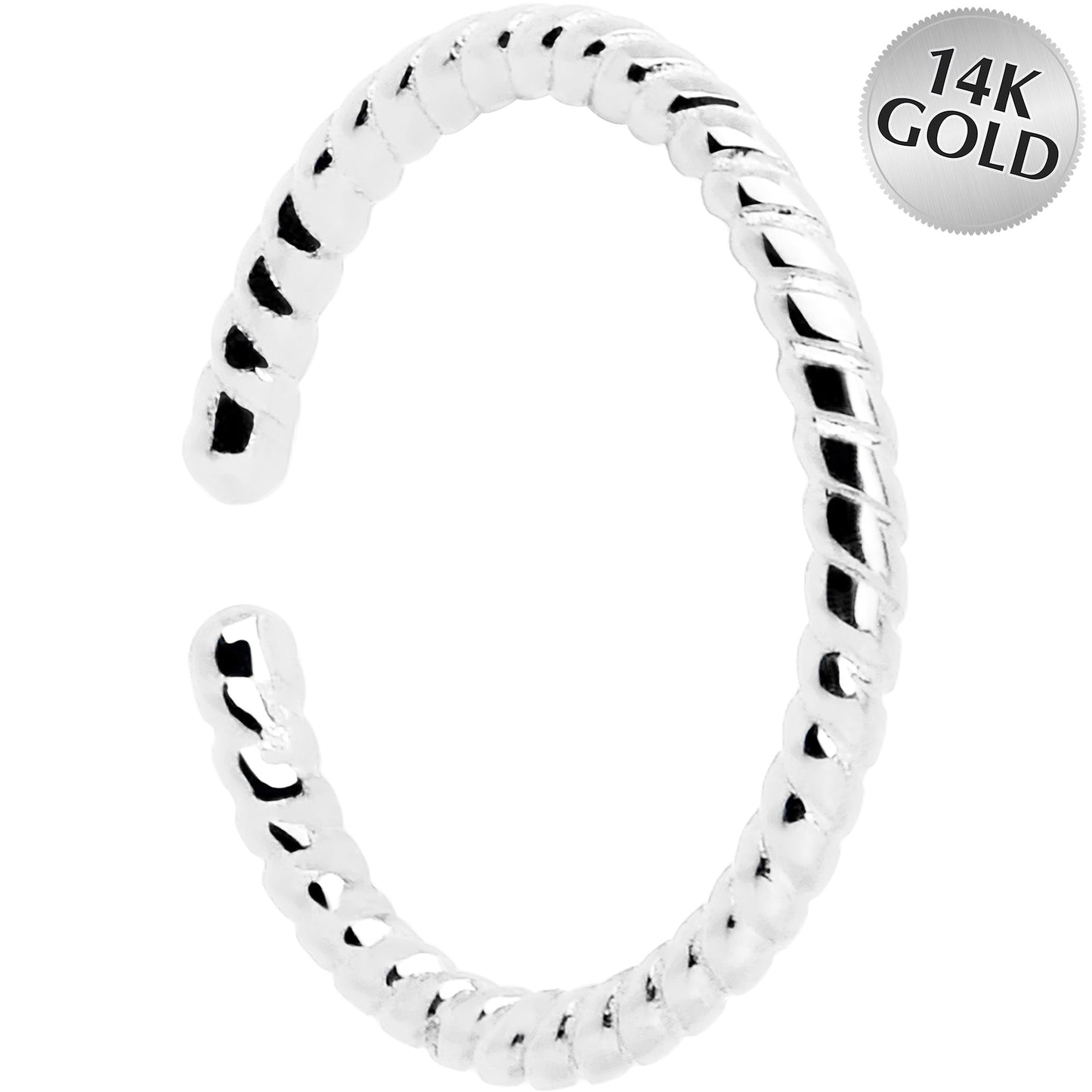 14k White Gold Bendable Nose Hoop 20G 5/16 Twisted