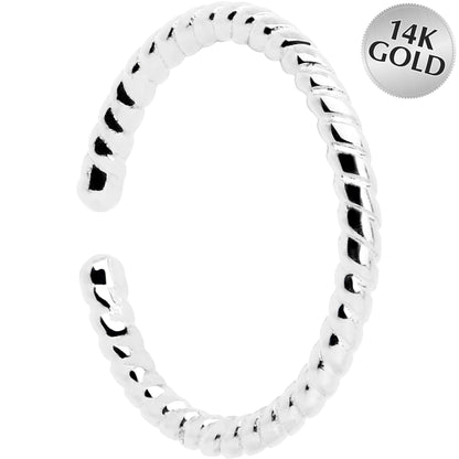 14k White Gold Bendable Nose Hoop 20G 5/16 Twisted