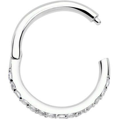 14k Solid White Gold Hinged Segment Ring Forward Facing CZ 18G 5/16