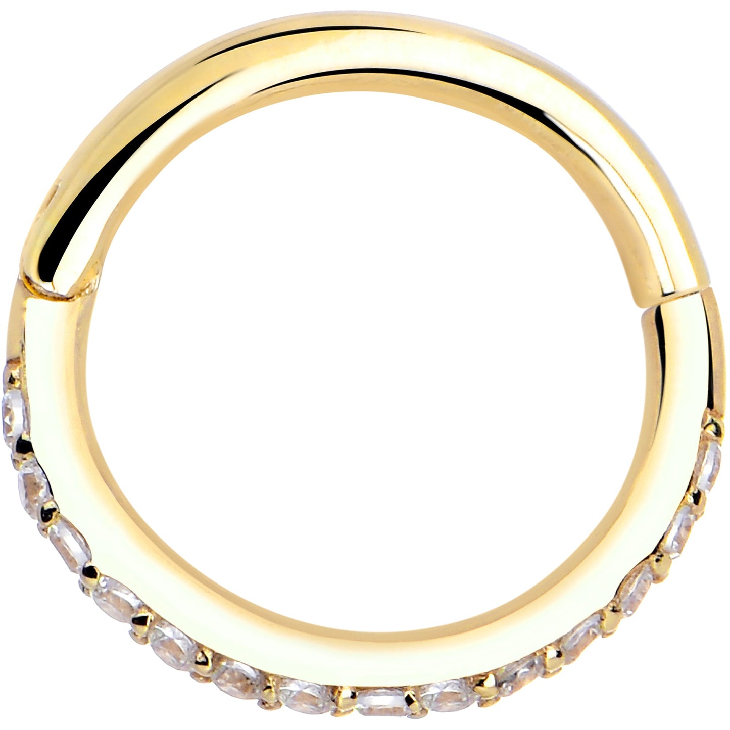 14k Solid Yellow Gold Hinged Segment Ring Forward Facing CZ 18G 5/16