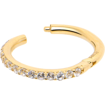 14k Solid Yellow Gold Hinged Segment Ring Forward Facing CZ 18G 5/16