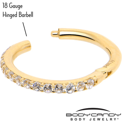 14k Solid Yellow Gold Hinged Segment Ring Forward Facing CZ 18G 5/16