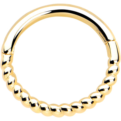 14k Solid Yellow Gold Hinged Segment Ring Forward Facing Twisted 18G 5/16