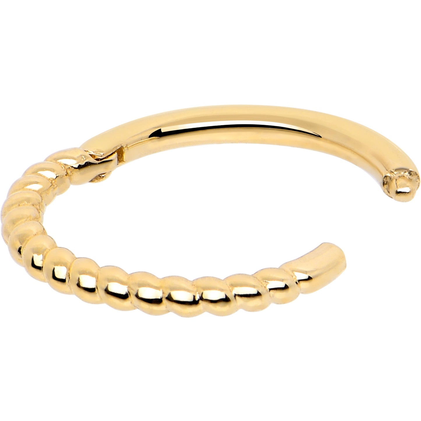 14k Solid Yellow Gold Hinged Segment Ring Forward Facing Twisted 18G 5/16