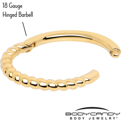 14k Solid Yellow Gold Hinged Segment Ring Forward Facing Twisted 18G 5/16