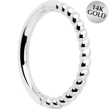 14k Solid White Gold Hinged Segment Ring Forward Facing Twisted 18G 5/16