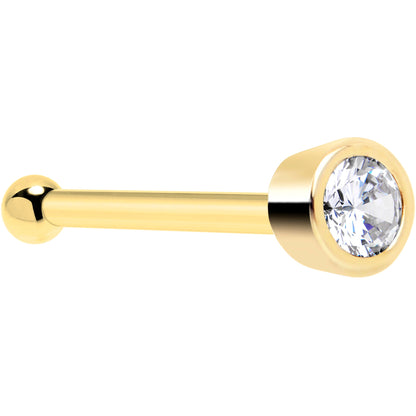 Solid 14k Yellow Gold 1.5mm Cubic Zirconia Nose Bone