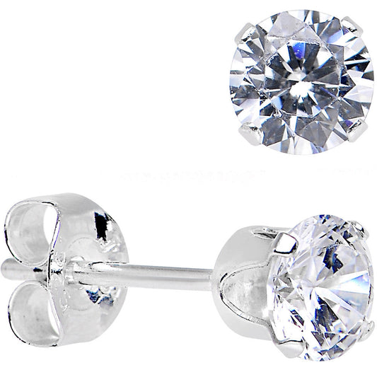925 Sterling Silver 2mm CZ Round Stud Earrings