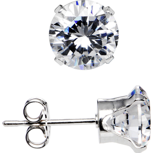 925 Sterling Silver 6mm CZ Round Stud Earrings