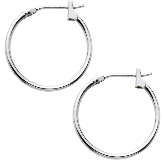 14K White Gold 1.5mm 11/16 Inch Hoop Earrings