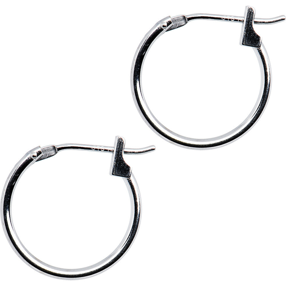 14K White Gold 1.5mm 9/16 Inch Hoop Earrings