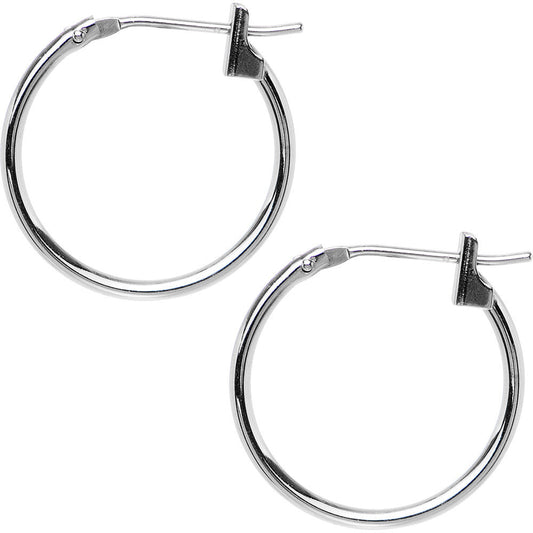 14K White Gold 1.5mm 5/8 Inch Hoop Earrings