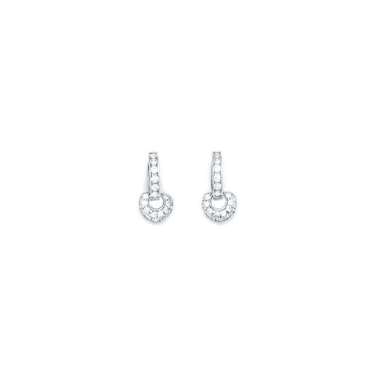 14k White Gold Cubic Zirconia Dangle Huggy Earrings