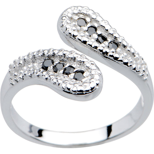 10K White Gold Black Cubic Zirconia Wrap Toe Ring