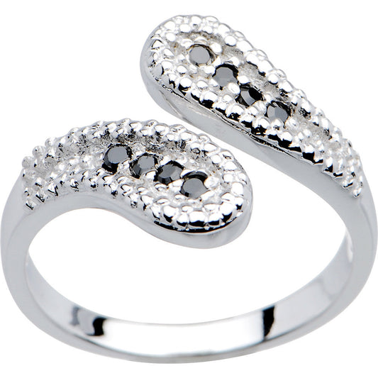 14k White Gold Black Cubic Zirconia Wrap Toe Ring