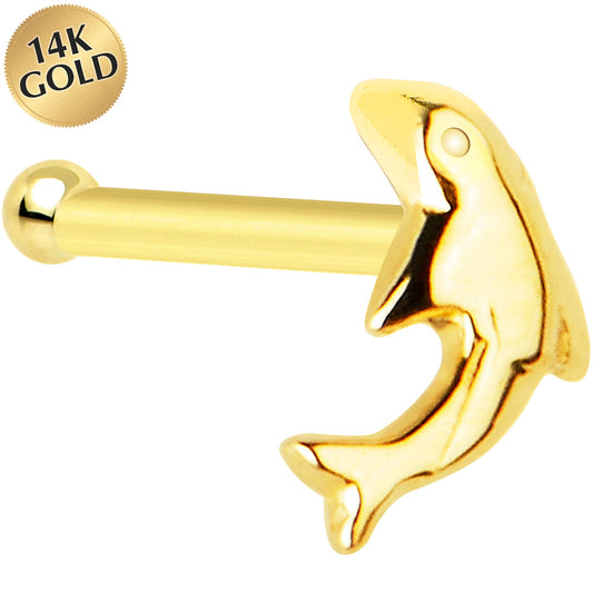 Solid 14K Yellow Gold Dolphin Nose Bone