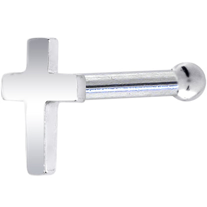 Solid 14K White Gold Cross Nose Bone