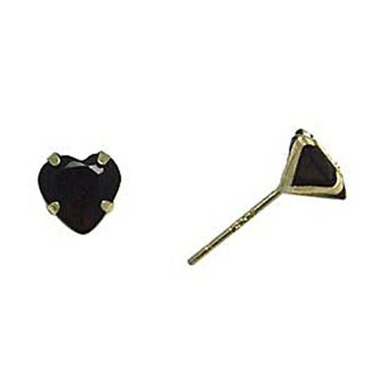 14k Yellow Gold .47 Carat CZ Heart January Birthstone Earrings