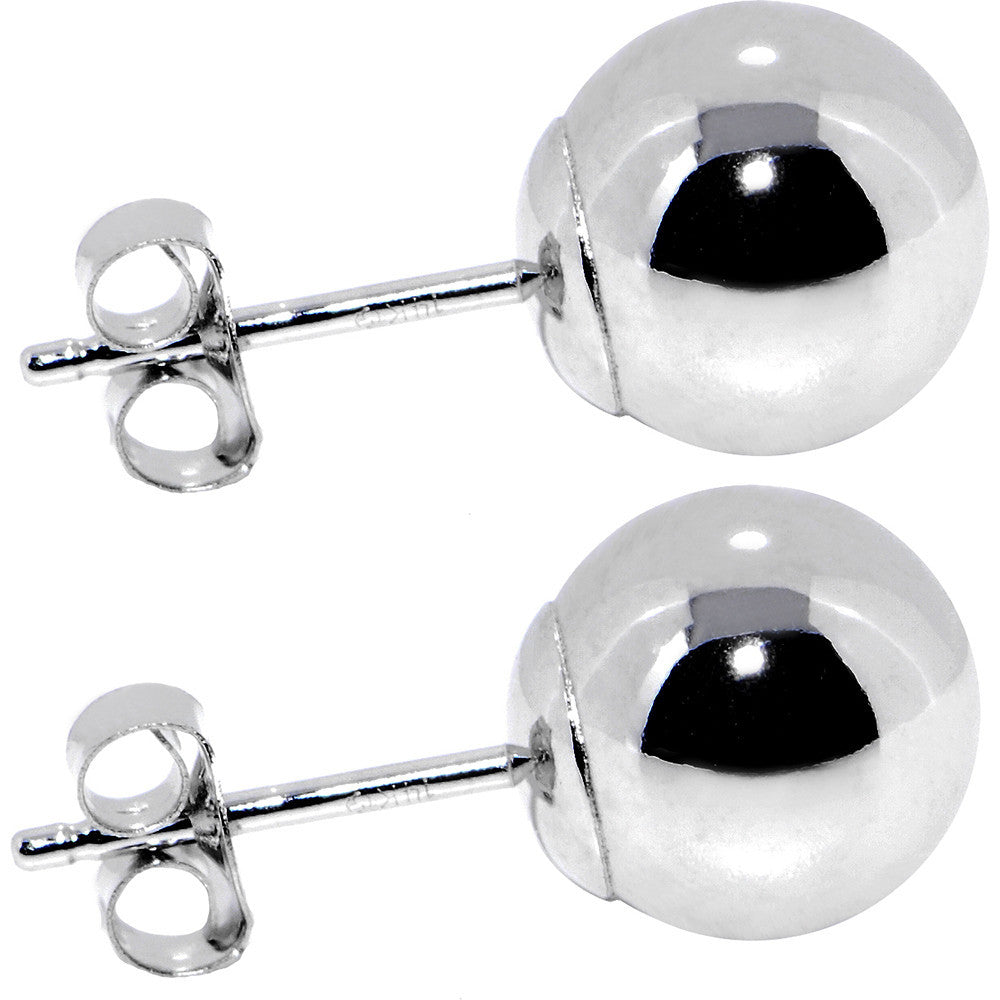 14k White Gold 8mm Ball Earrings