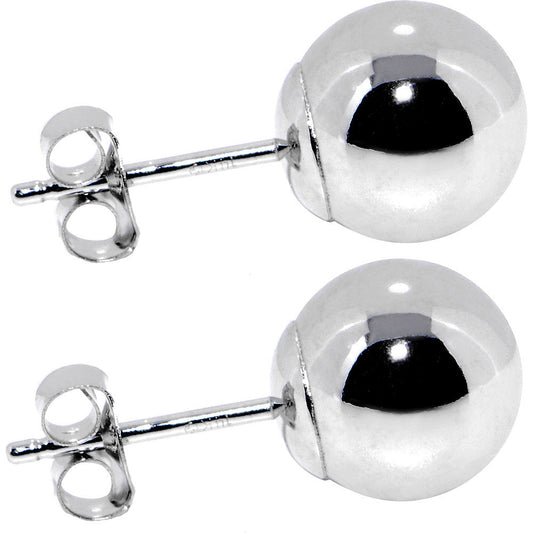 14k White Gold 8mm Ball Earrings