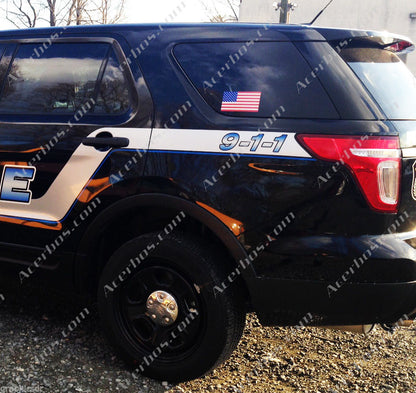 American Flag (Black/White): 5" 3M Reflective Decal Stickers (x2)